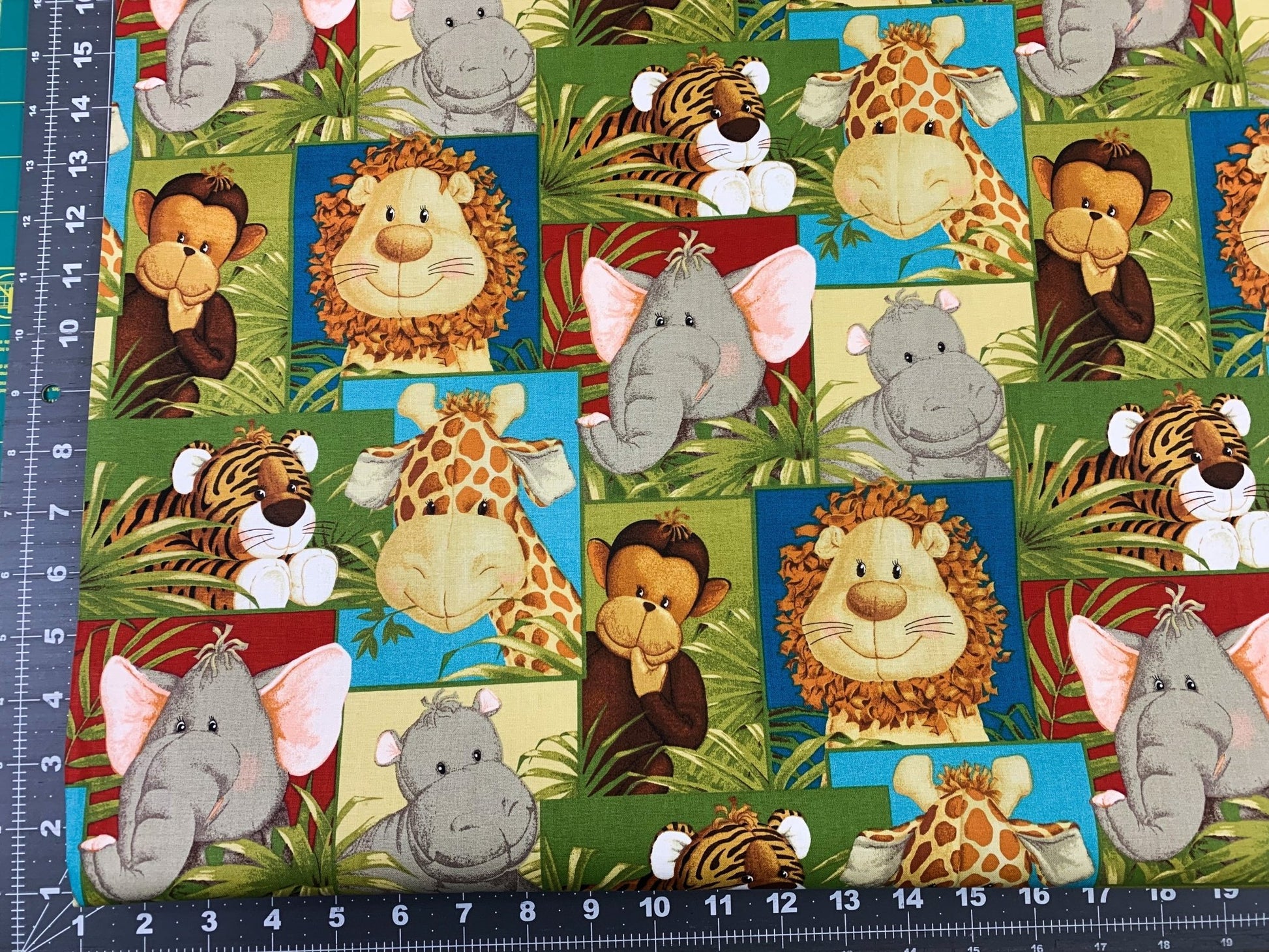 Jungle Baby fabric 687E baby animal nursery cotton fabric - Mary Jo Fabrics