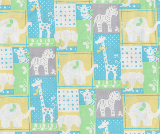 Jungle Baby Nursery fabric 16444 baby blue jungle patch - Mary Jo Fabrics