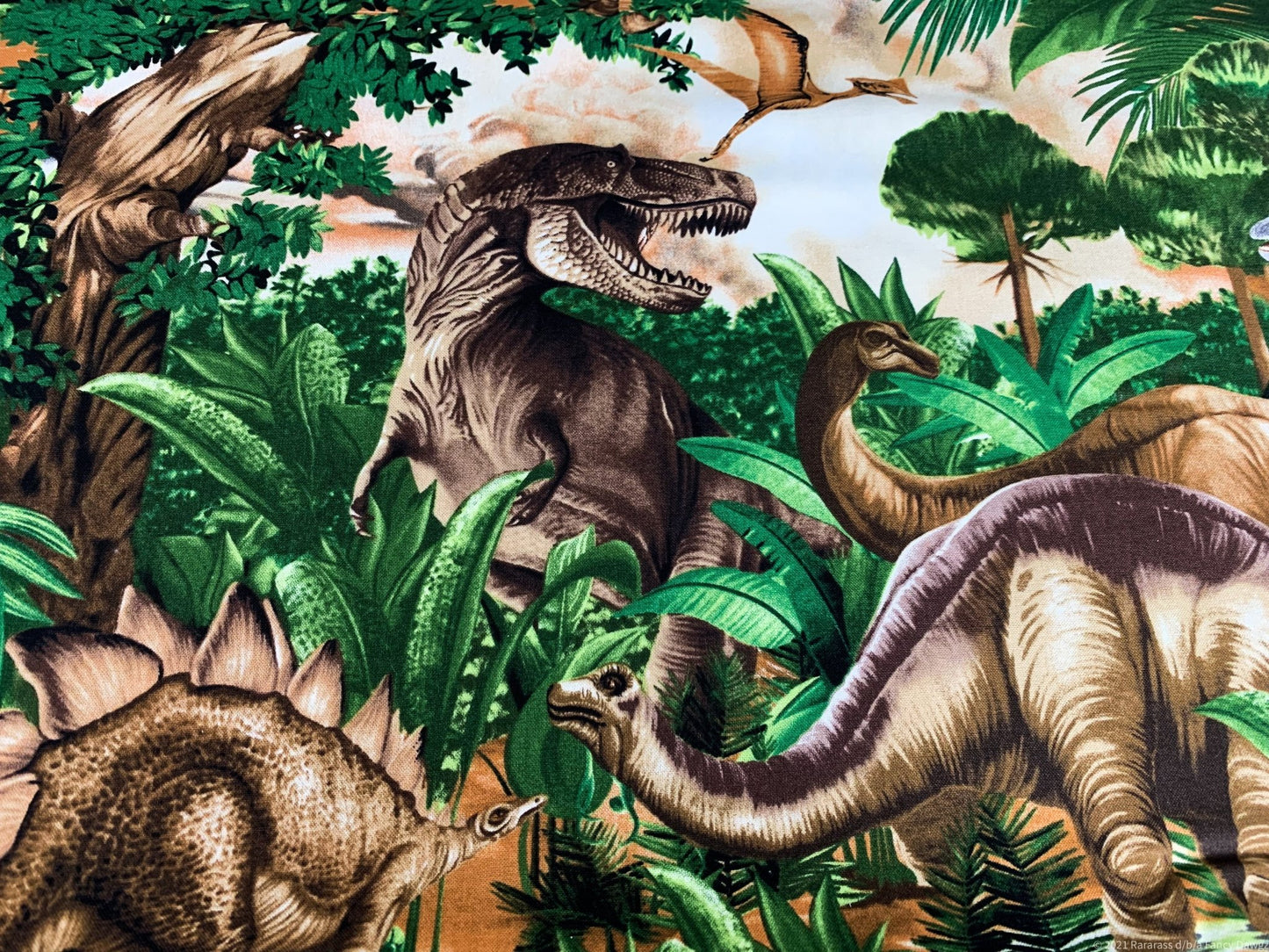 Jungle dinosaur fabric dinosaurs cotton fabric brontosaurus - Mary Jo Fabrics