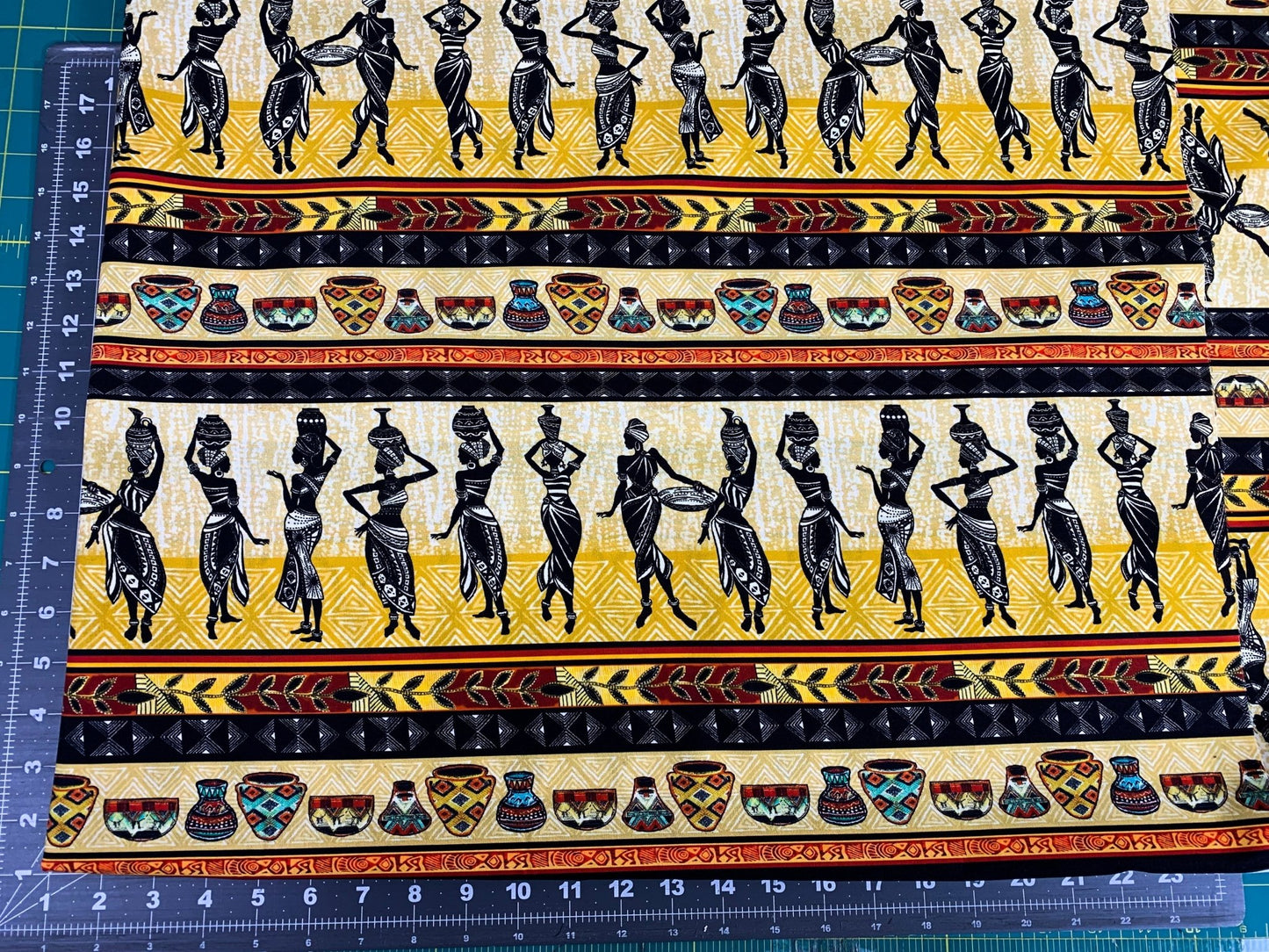 Kenta African Women fabric CD1639 Gold African fabric - Mary Jo Fabrics