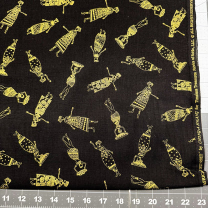 Kenta Gold African Women CM2042 Gold Metallic on Black - Mary Jo Fabrics
