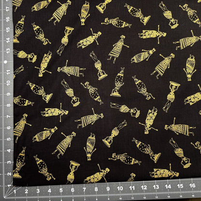 Kenta Gold African Women CM2042 Gold Metallic on Black - Mary Jo Fabrics