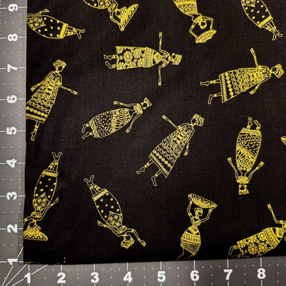 Kenta Gold African Women CM2042 Gold Metallic on Black - Mary Jo Fabrics