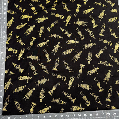 Kenta Gold African Women CM2042 Gold Metallic on Black - Mary Jo Fabrics