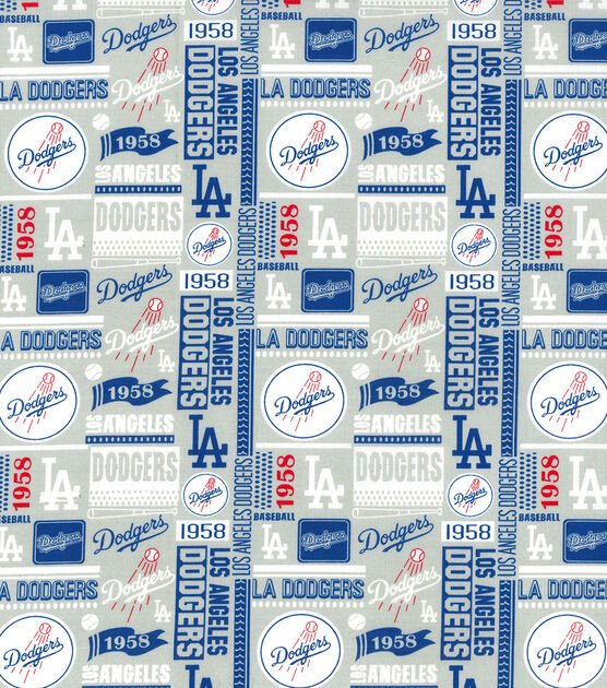 LA Dodgers fabric Grey 1958 MLB fabric Los Angeles Dodger fabric - Mary Jo Fabrics