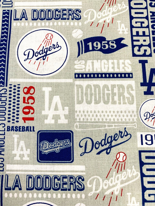 LA Dodgers fabric Grey 1958 MLB fabric Los Angeles Dodger fabric - Mary Jo Fabrics