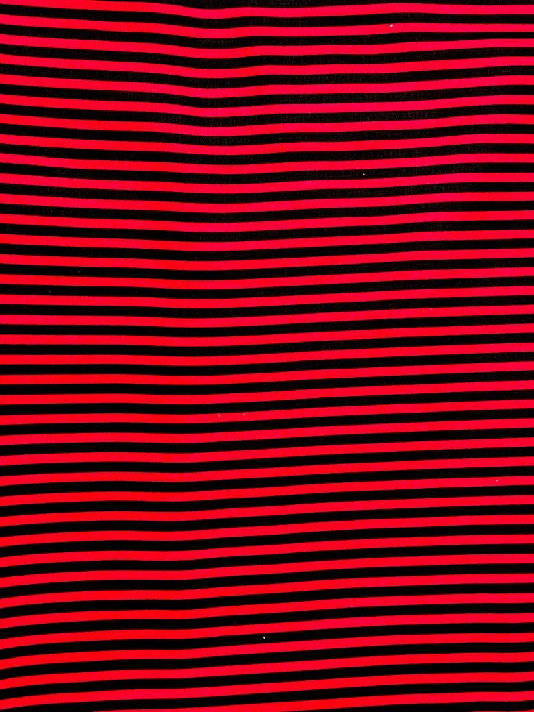 Ladybug Black and Red Stripe fabric 1/8" width striped - Mary Jo Fabrics