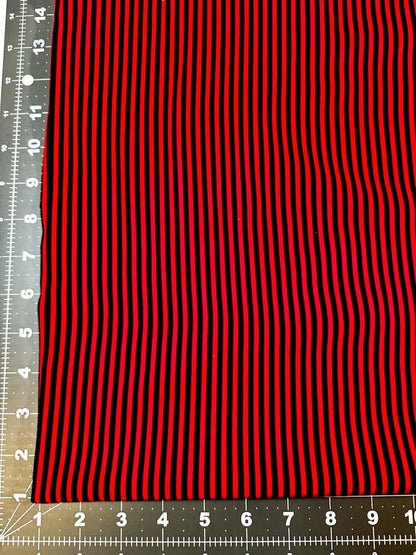 Ladybug Black and Red Stripe fabric 1/8" width striped - Mary Jo Fabrics