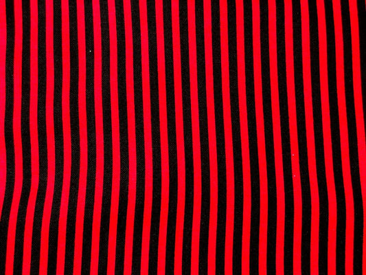 Ladybug Black and Red Stripe fabric 1/8" width striped - Mary Jo Fabrics