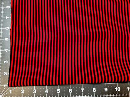Ladybug Black and Red Stripe fabric 1/8" width striped - Mary Jo Fabrics