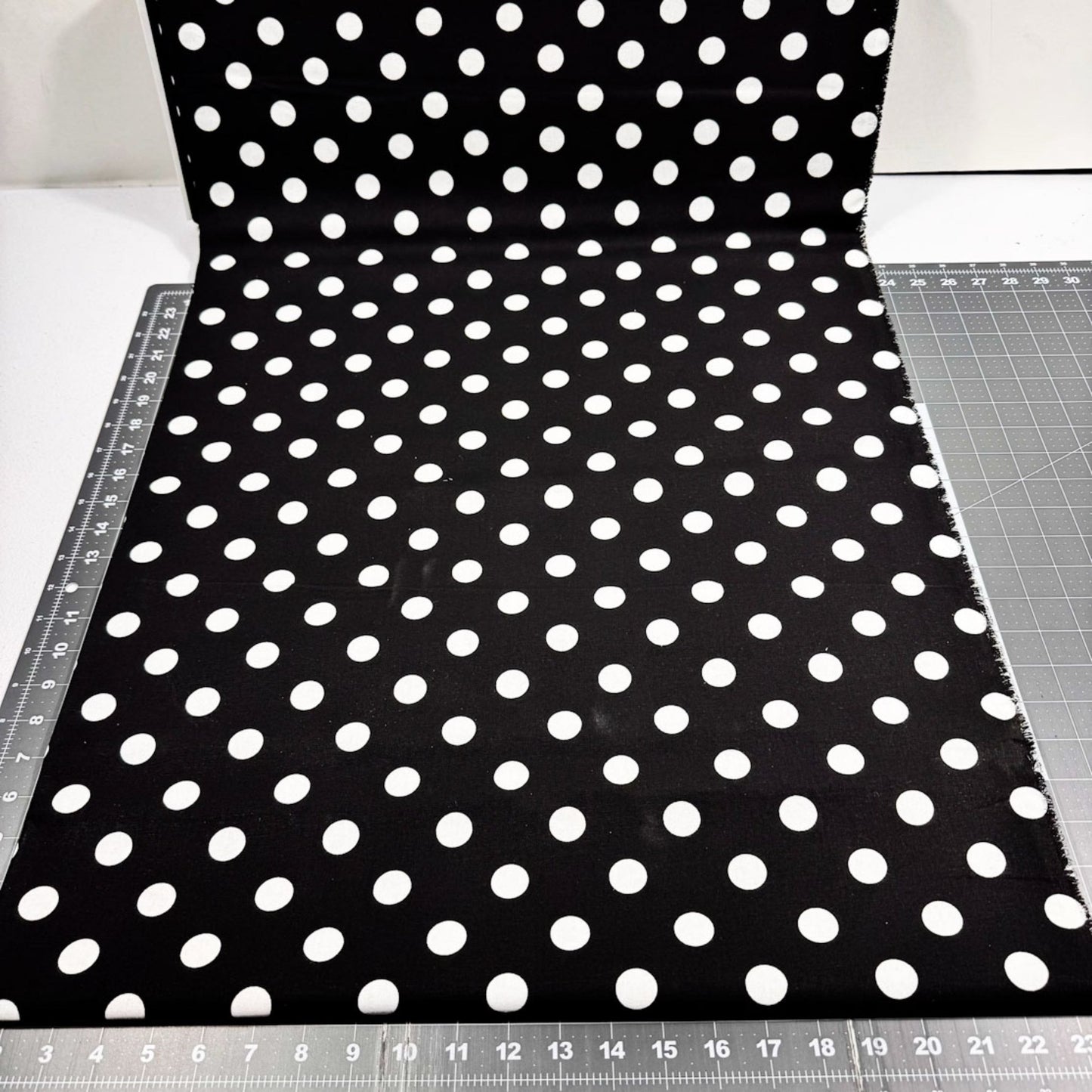 Large Black and White Polka Dot Fabric 20241B White Dots on Black - Mary Jo Fabrics