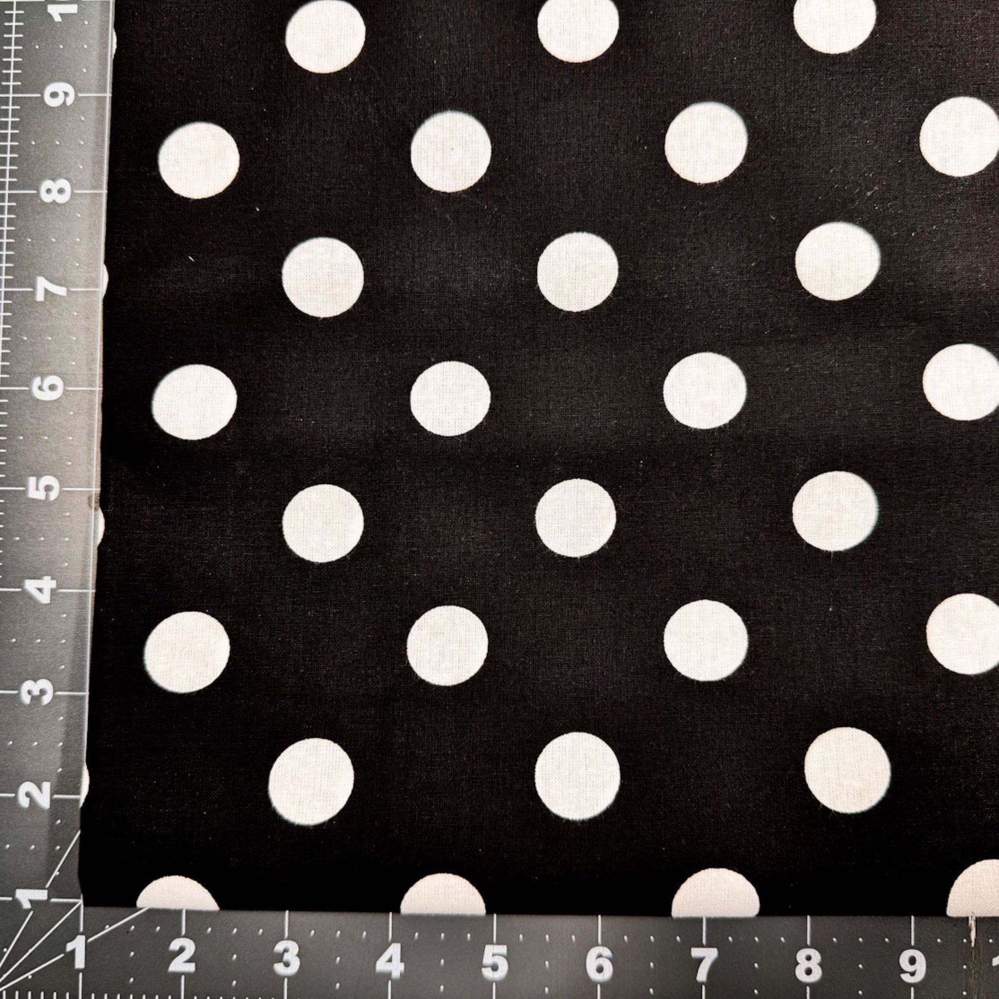 Large Black and White Polka Dot Fabric 20241B White Dots on Black - Mary Jo Fabrics
