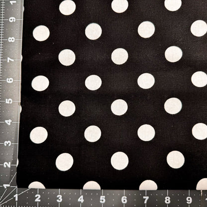 Large Black and White Polka Dot Fabric 20241B White Dots on Black - Mary Jo Fabrics