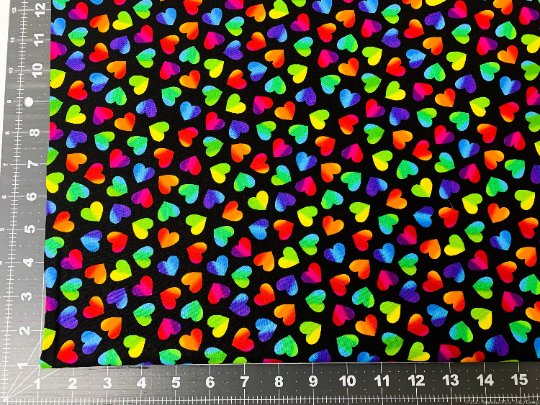 Large Rainbow Hearts fabric C8570 heart fabric - Mary Jo Fabrics