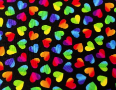 Large Rainbow Hearts fabric C8570 Valentine fabric - Mary Jo Fabrics