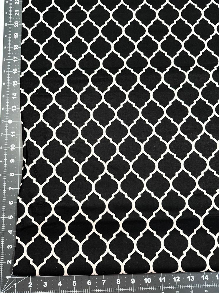 Lattice black cotton fabric black lattice quilt fabric - Mary Jo Fabrics