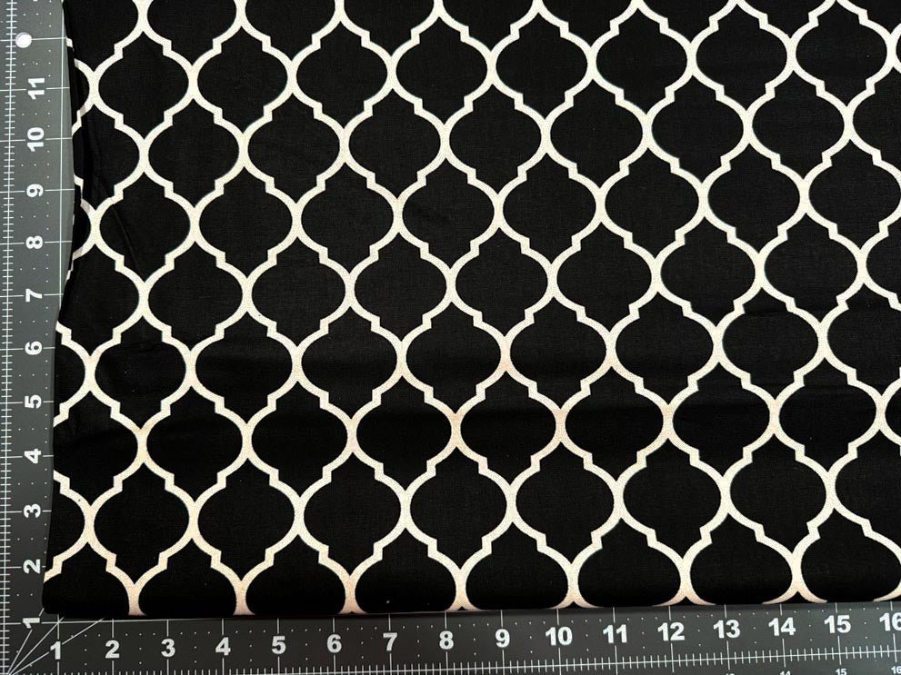 Lattice black cotton fabric black lattice quilt fabric - Mary Jo Fabrics