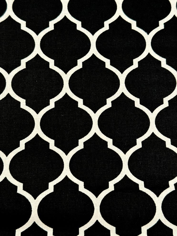 Lattice black cotton fabric black lattice quilt fabric - Mary Jo Fabrics