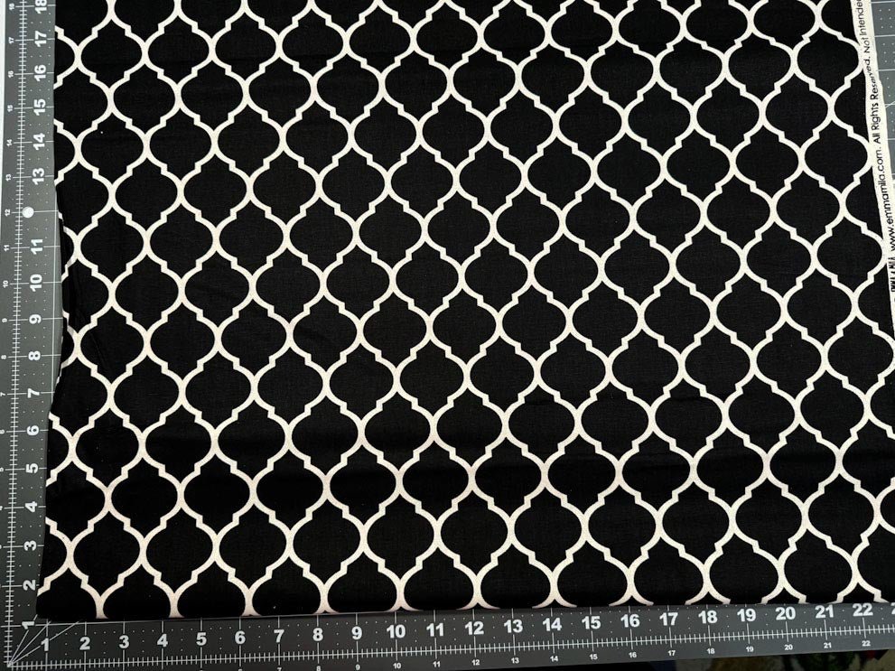 Lattice black cotton fabric black lattice quilt fabric - Mary Jo Fabrics