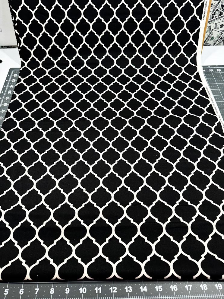 Lattice black cotton fabric black lattice quilt fabric