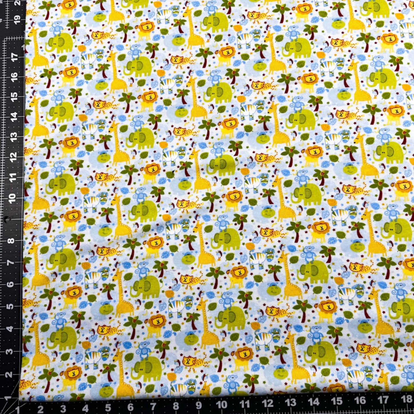 Light Blue Jungle Animals FLANNEL 44 - 7521 Monkey Lion - Mary Jo Fabrics