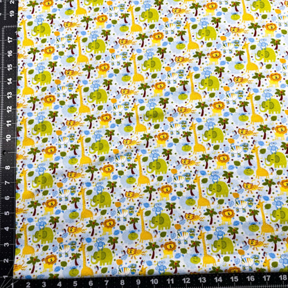 Light Blue Jungle Animals FLANNEL 44 - 7521 Monkey Lion - Mary Jo Fabrics