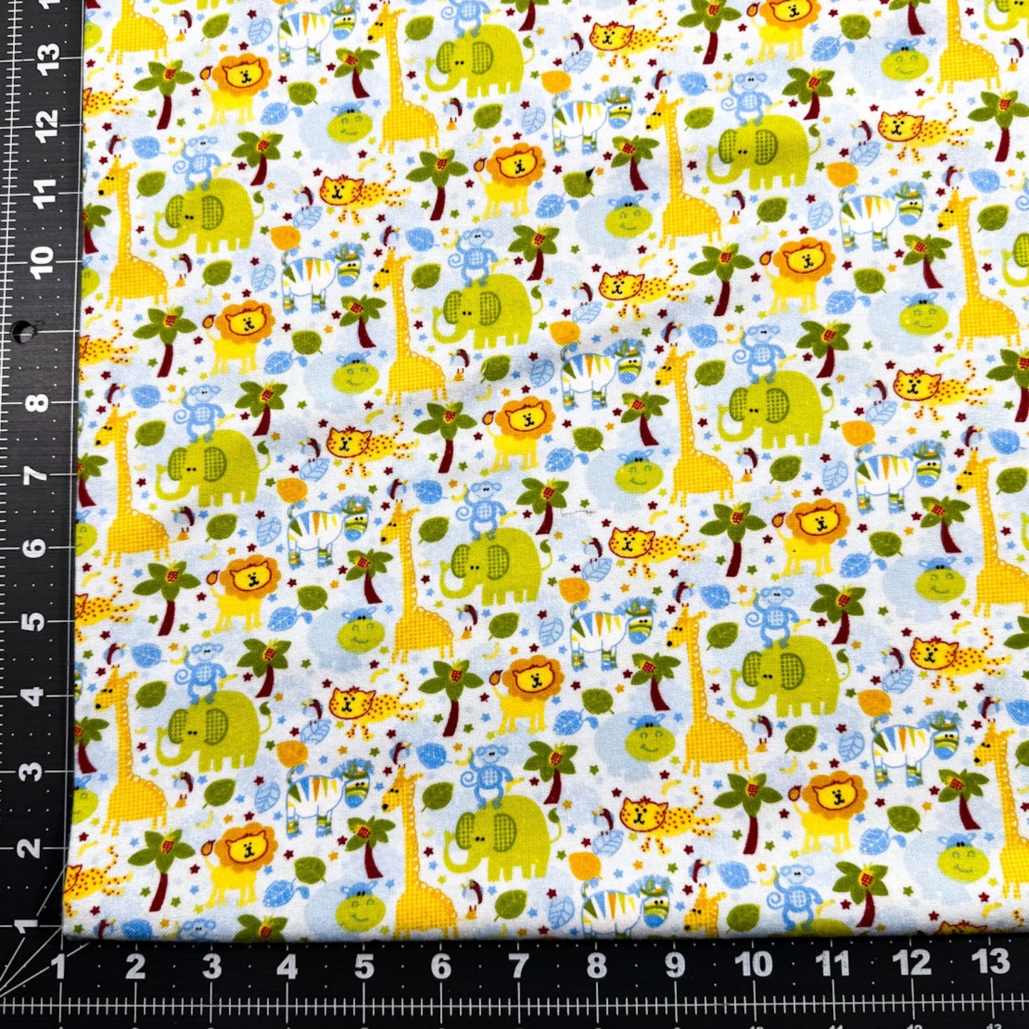 Light Blue Jungle Animals FLANNEL 44 - 7521 Monkey Lion - Mary Jo Fabrics