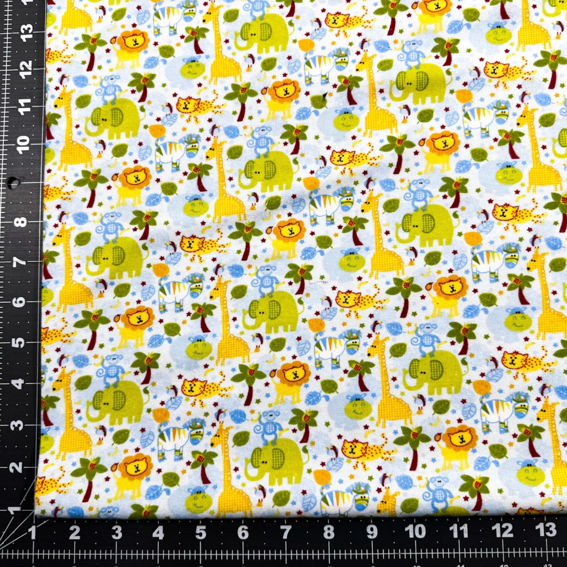 Light Blue Jungle Animals FLANNEL 44 - 7521 Monkey Lion - Mary Jo Fabrics
