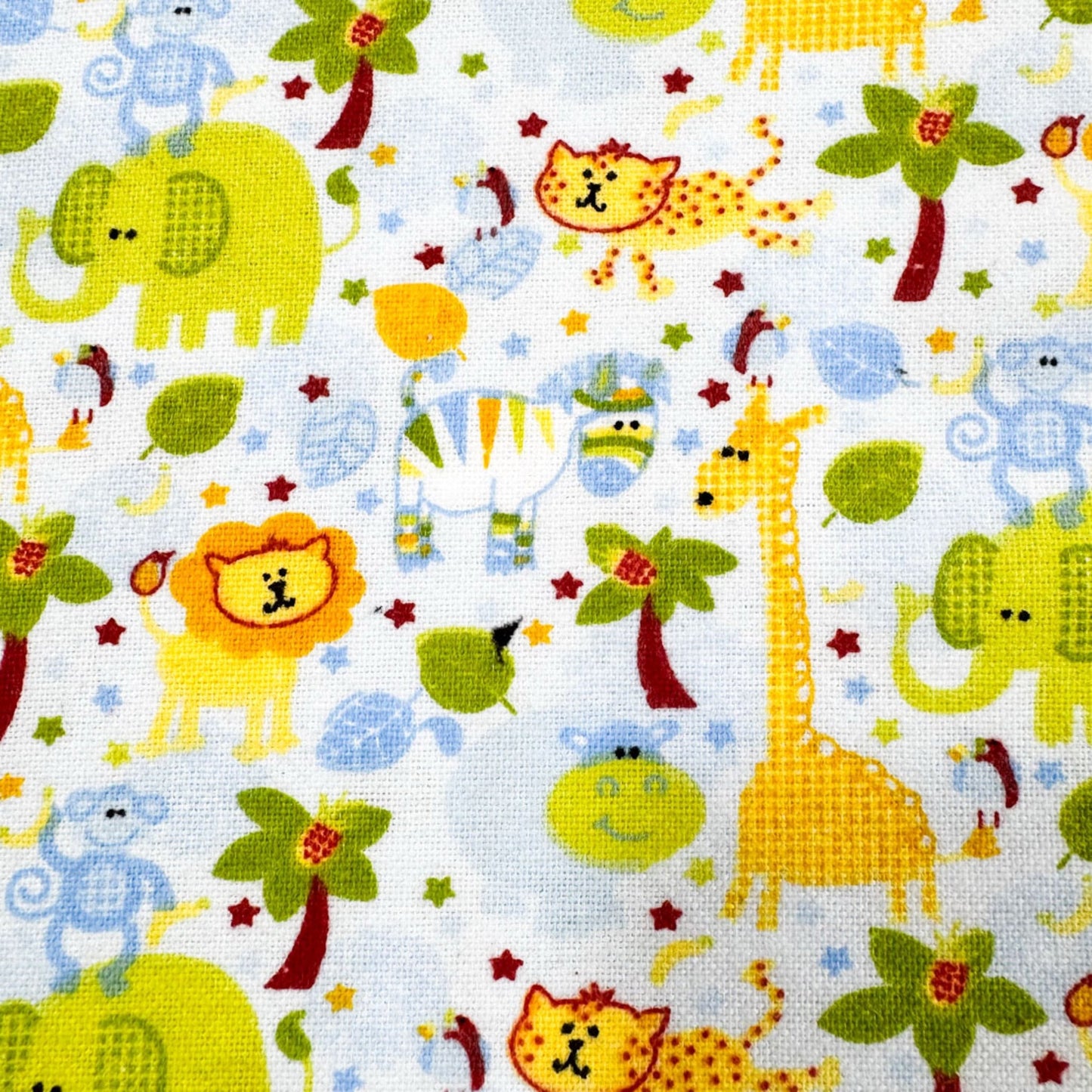 Light Blue Jungle Animals FLANNEL 44 - 7521 Monkey Lion - Mary Jo Fabrics