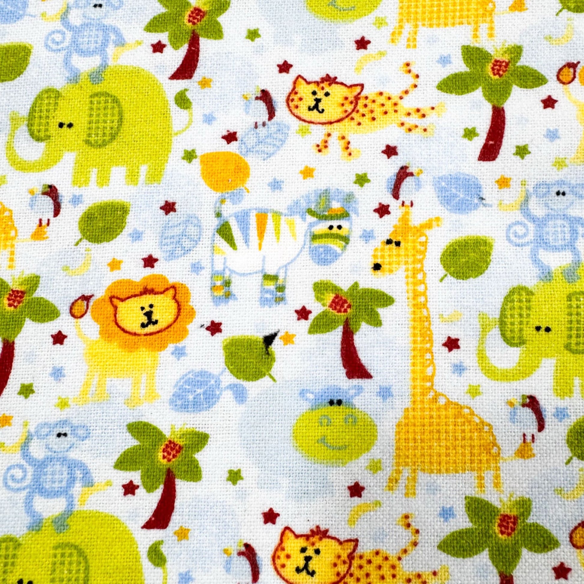 Light Blue Jungle Animals FLANNEL 44 - 7521 Monkey Lion - Mary Jo Fabrics