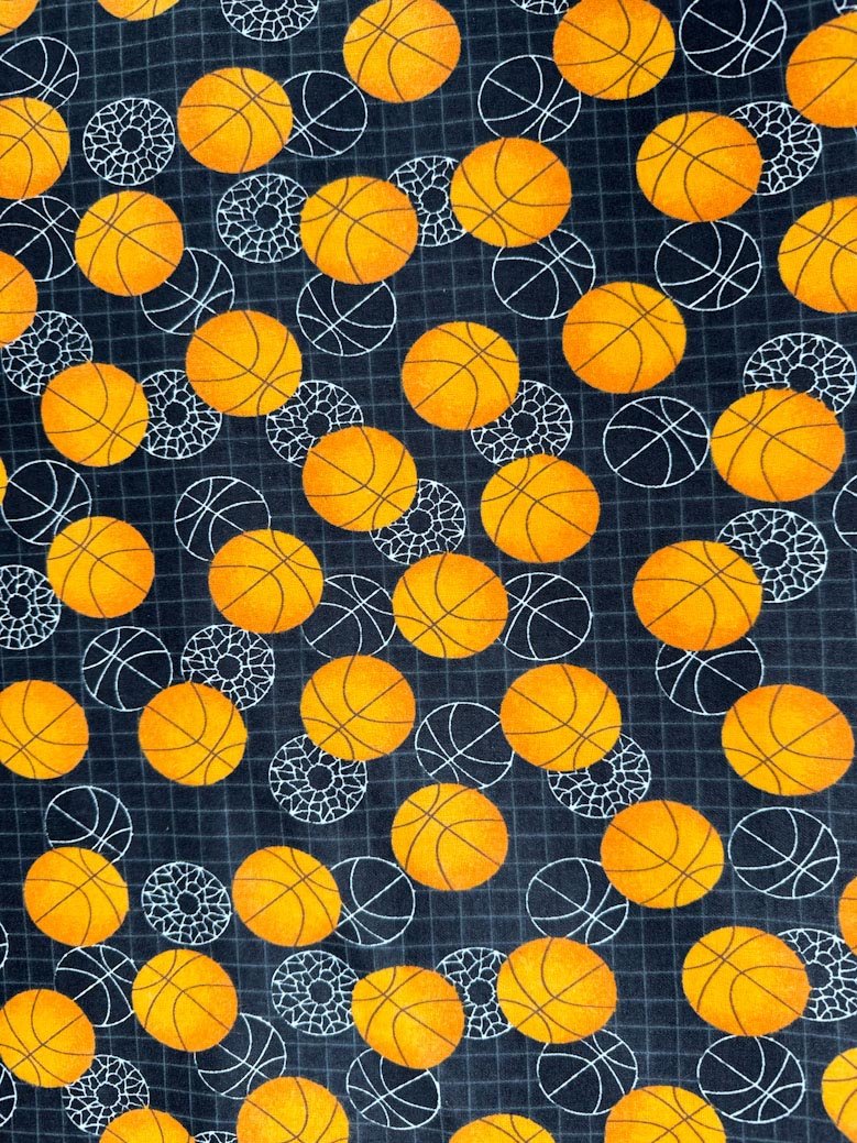 Light Flannel basketball fabric - Mary Jo Fabrics