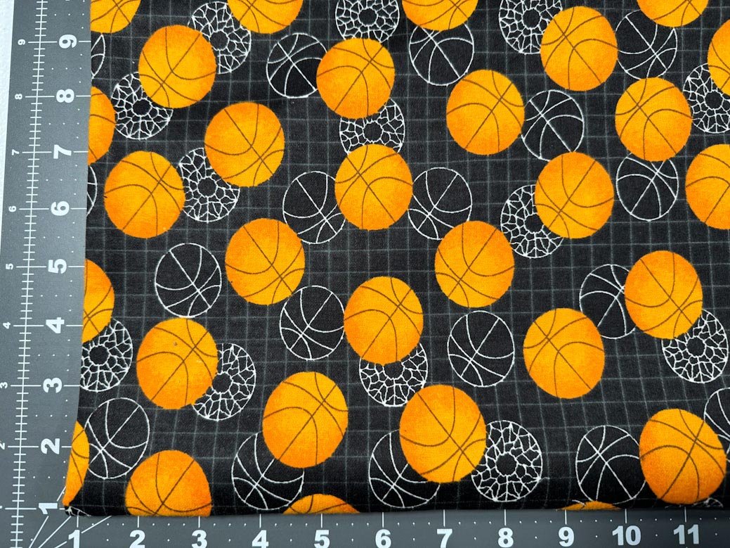 Light Flannel basketball fabric - Mary Jo Fabrics