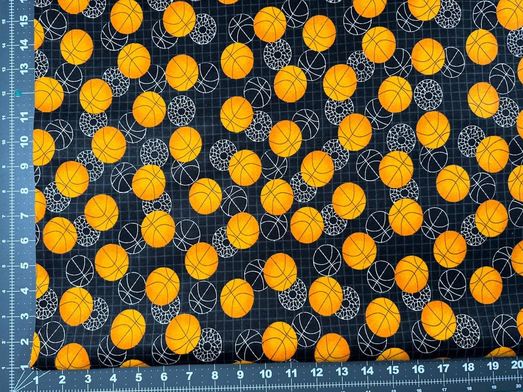 Light Flannel basketball fabric - Mary Jo Fabrics