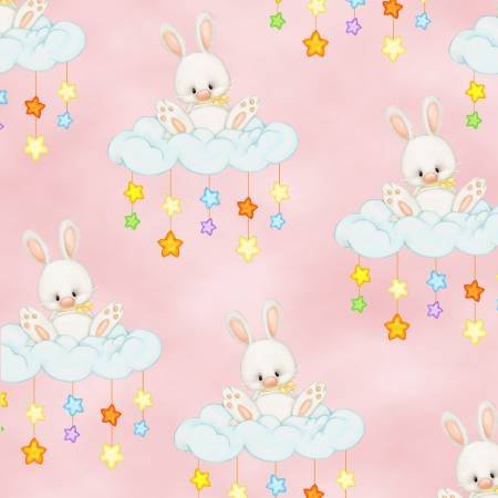 Light Pink White Bunny FLANNEL 0962 - 22 Rabbit - Mary Jo Fabrics