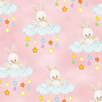 Light Pink White Bunny FLANNEL 0962 - 22 Rabbit - Mary Jo Fabrics