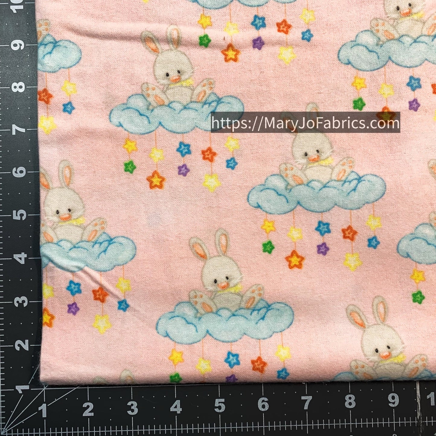 Light Pink White Bunny FLANNEL 0962 - 22 Rabbit - Mary Jo Fabrics