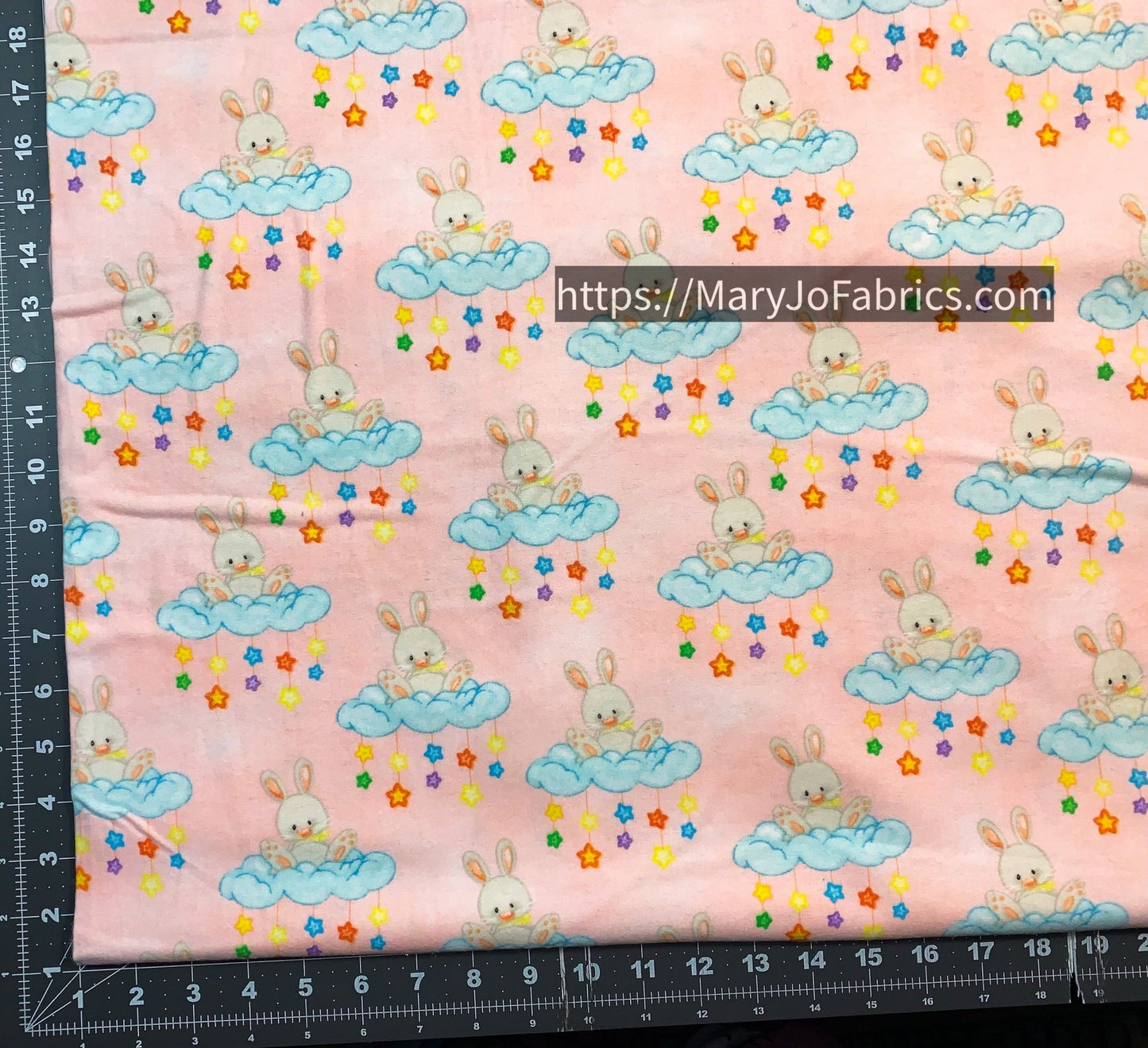 Light Pink White Bunny FLANNEL 0962 - 22 Rabbit - Mary Jo Fabrics