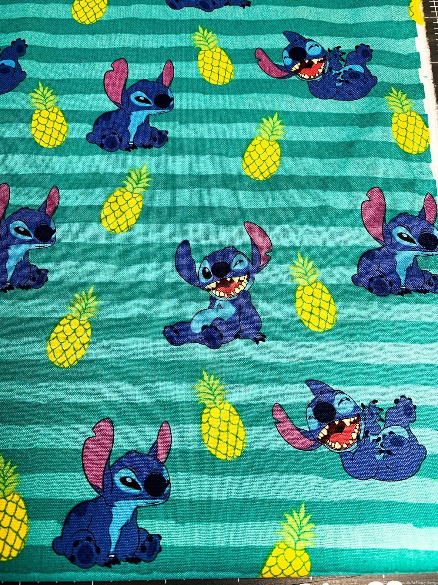 Lilo and Stitch fabric CP69547 Green stripe - Mary Jo Fabrics