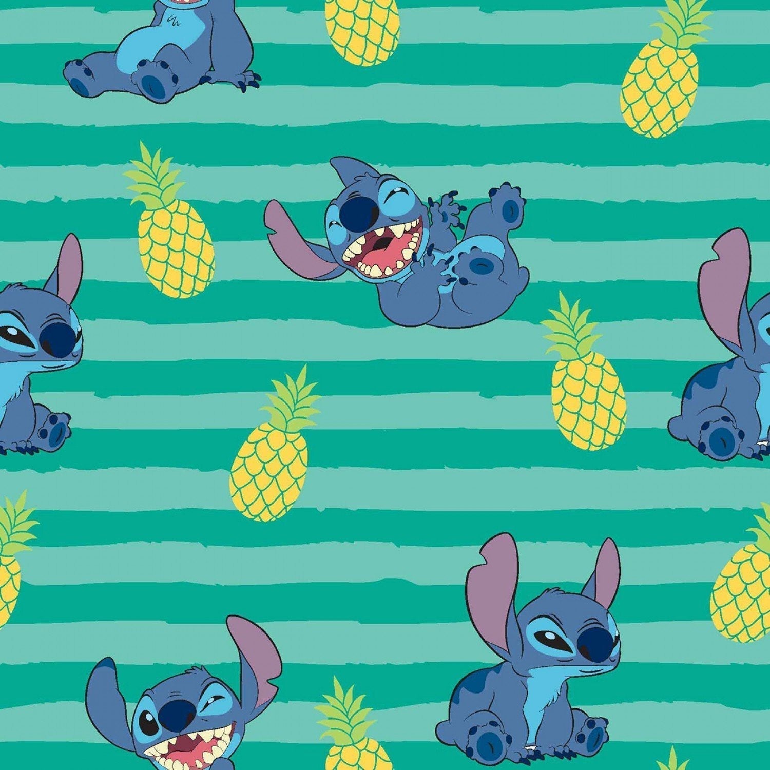 Lilo and Stitch fabric CP69547 Green stripe - Mary Jo Fabrics