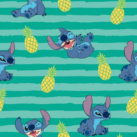 Lilo and Stitch fabric CP69547 Green stripe - Mary Jo Fabrics