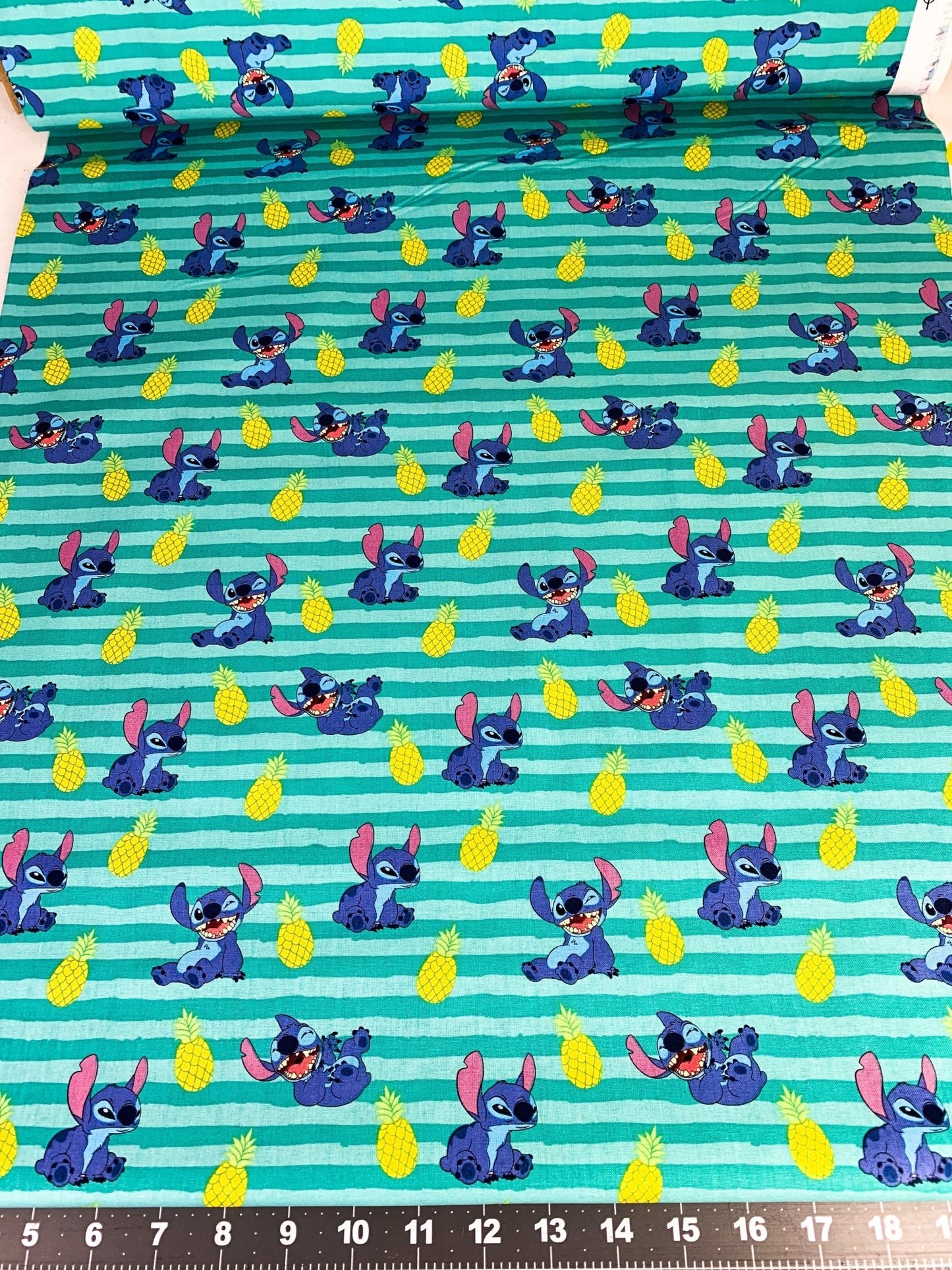 Lilo and Stitch fabric CP69547 Green stripe - Mary Jo Fabrics