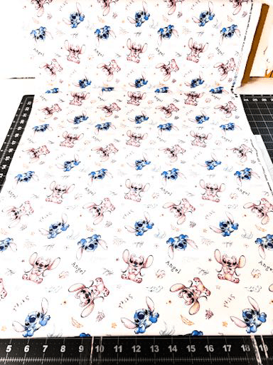 Lilo's Stitch Cotton Fabric 79738 Disney Stitch and Angel Sketch - Mary Jo Fabrics