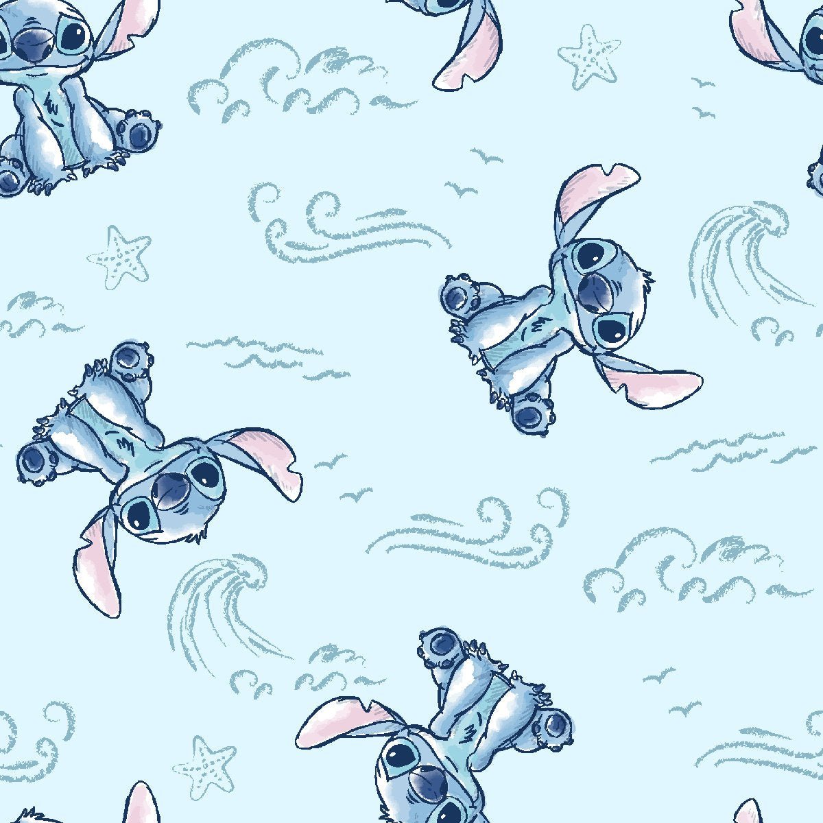 Lilo's Stitch Cotton Fabric 79741 Disney Stitch Sketch Wave - Mary Jo Fabrics