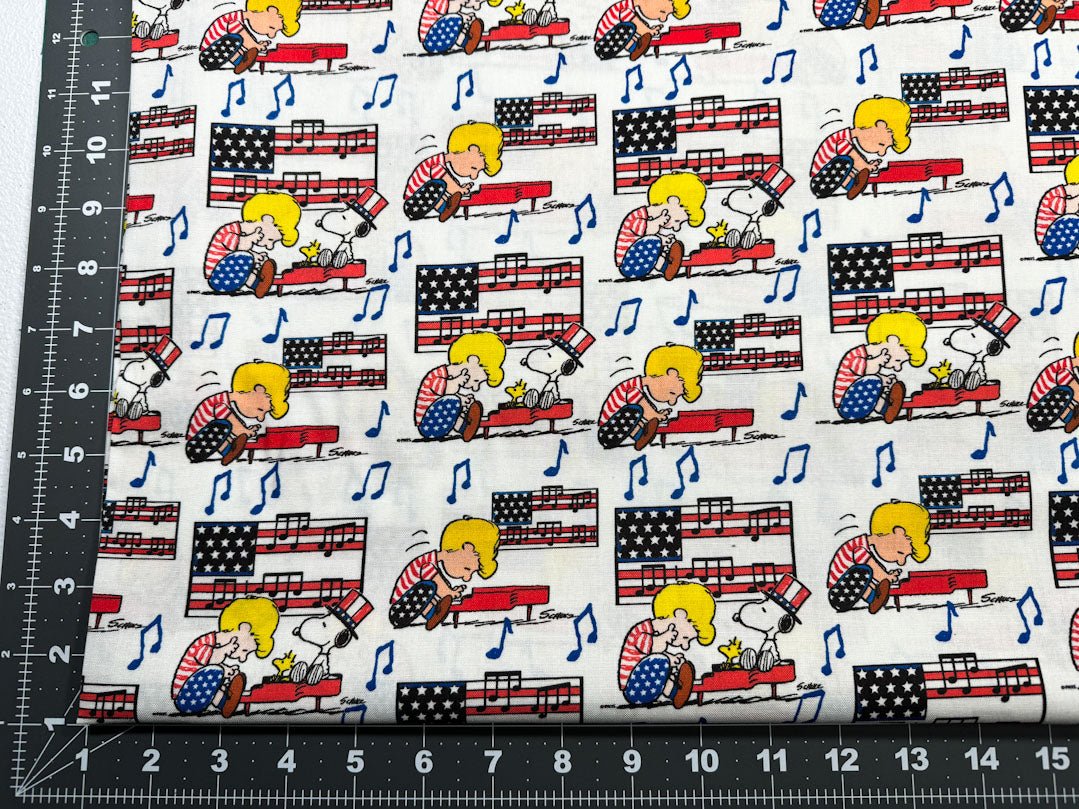 Linus and Snoopy fabric on Independence day - Mary Jo Fabrics