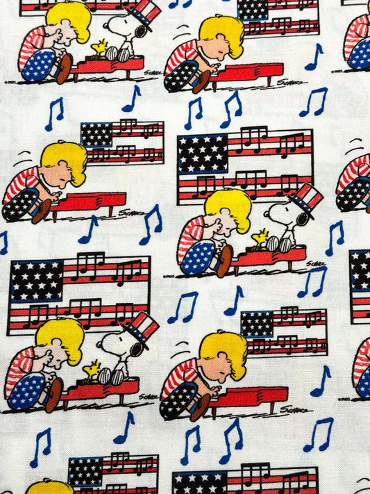 Linus and Snoopy fabric on Independence day - Mary Jo Fabrics