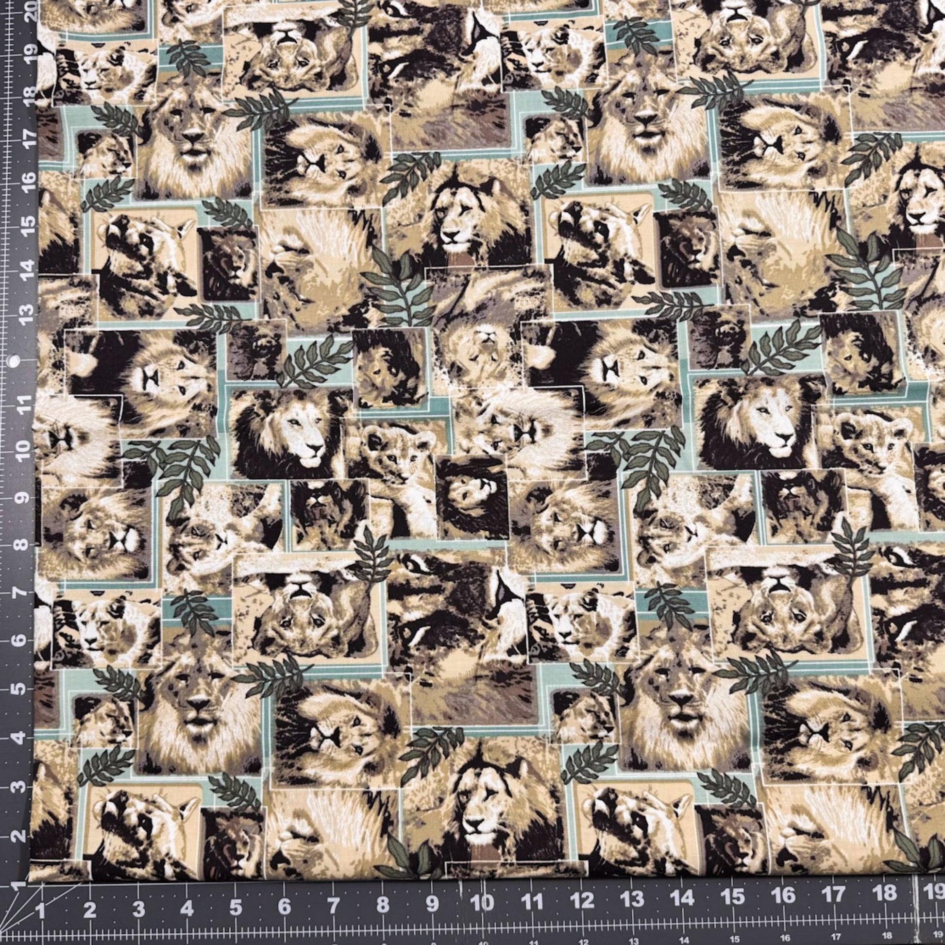 Lion fabric Pride of lions cotton fabric big width - Mary Jo Fabrics