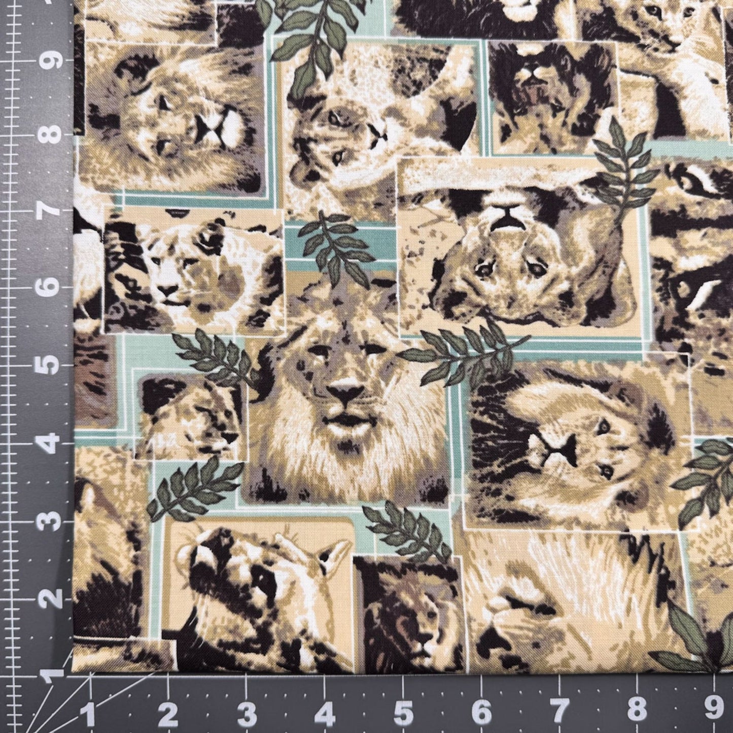 Lion fabric Pride of lions cotton fabric big width - Mary Jo Fabrics