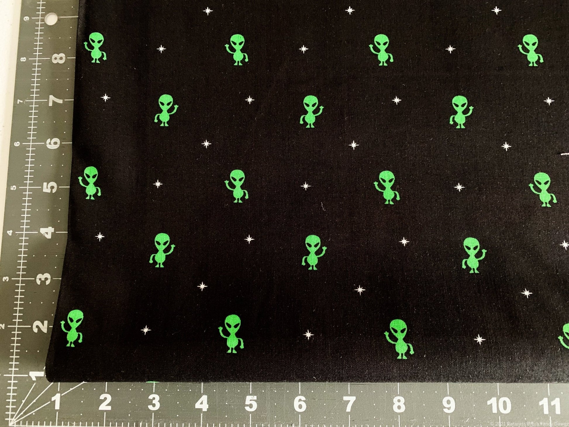 Little green alien fabric C4621 space alien Halloween cotton fabric - Mary Jo Fabrics