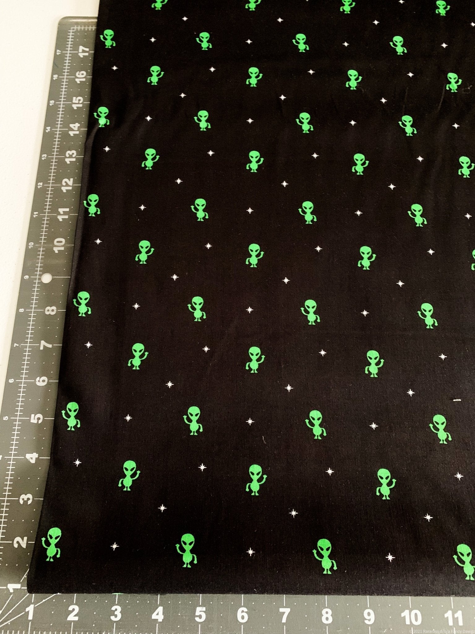 Little green alien fabric C4621 space alien Halloween cotton fabric - Mary Jo Fabrics