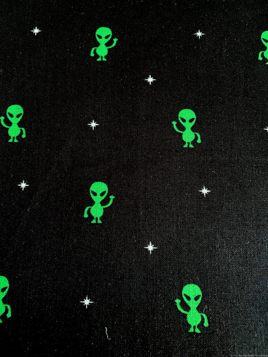 Little green alien fabric C4621 space alien Halloween cotton fabric - Mary Jo Fabrics